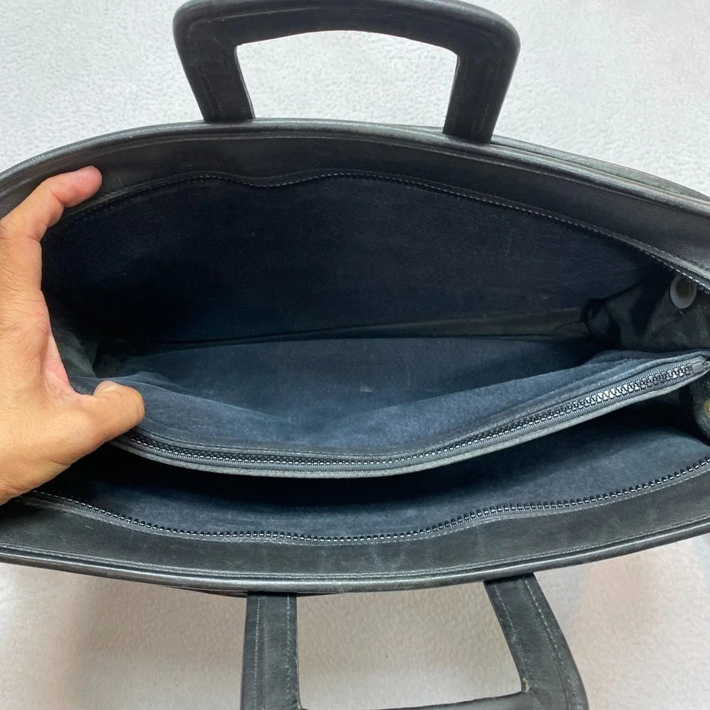 Jack Georges Briefcase Double Handle Black Leather Bag Work Laptop